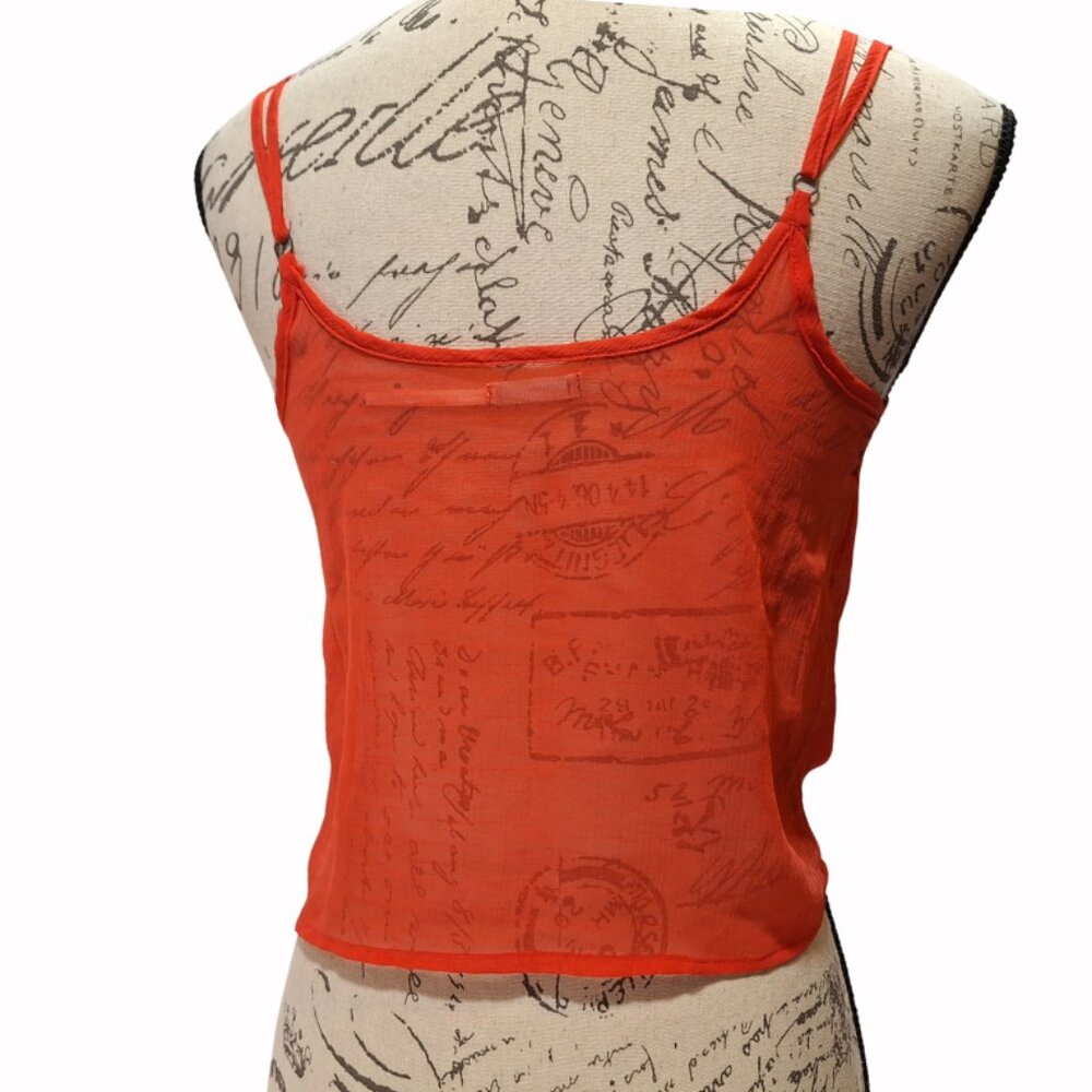 Kimchi Blue Womens Sheer Cami Tank Top‎ Small Sweetheart Orange Bright Festival - Picture 3 of 5